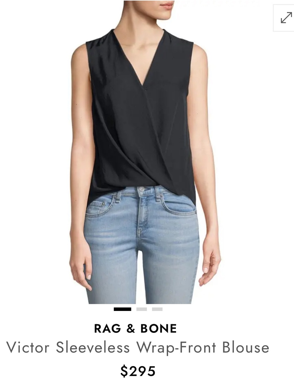 Rag & Bone Victor Black Blouse Size Small